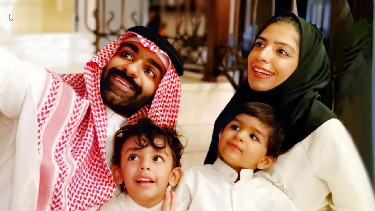 Salma al-Shehab with her husband and her two children