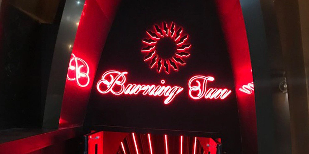 The entrance to the Burning Sun nightclub