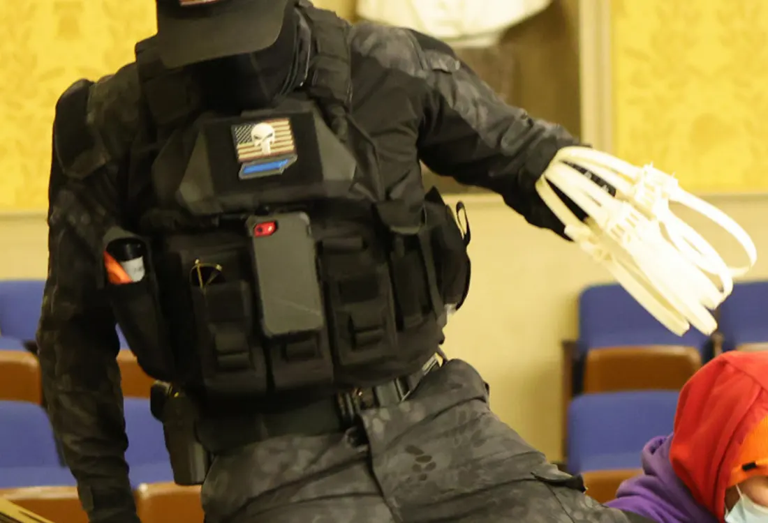 One of the rioters that stormed the U.S. Capitol Building, wore a vest with the Punisher logo on it