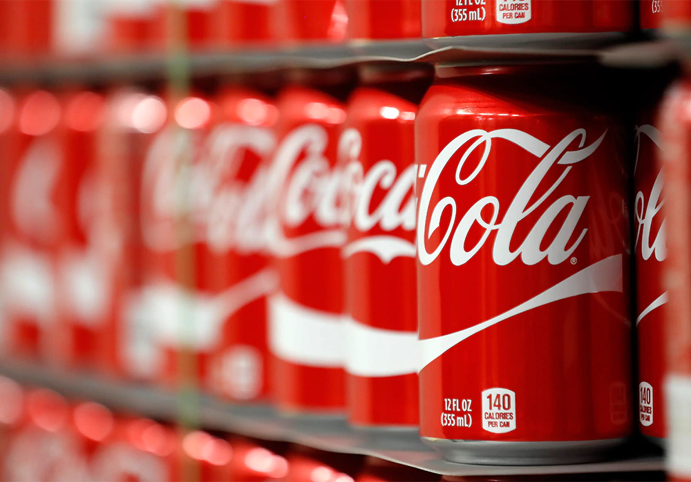 Coca-Cola cans on display