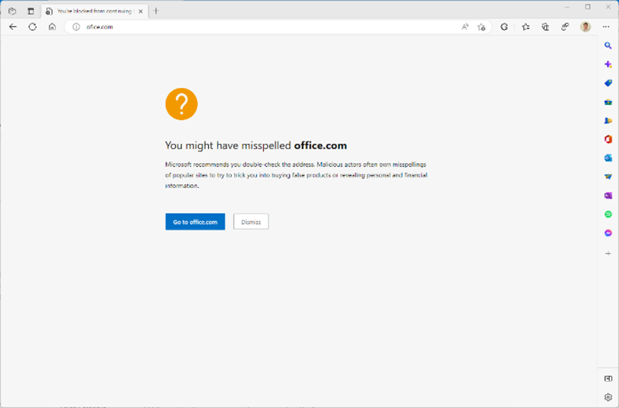 Microsoft Edge typo protection