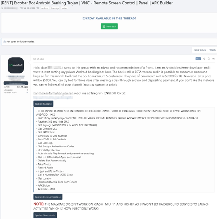Escobar malware