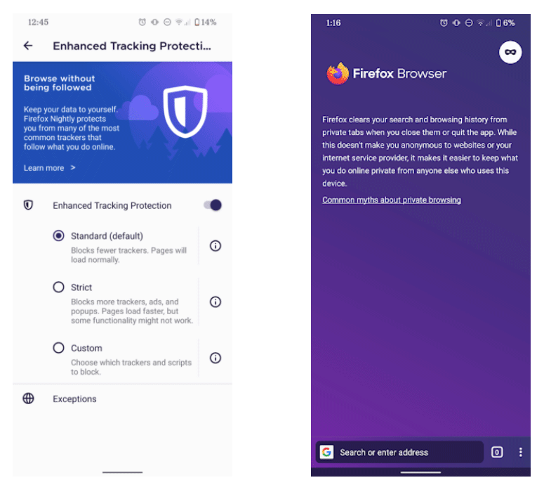 Firefox for Android - Enhanced Tracking Protection