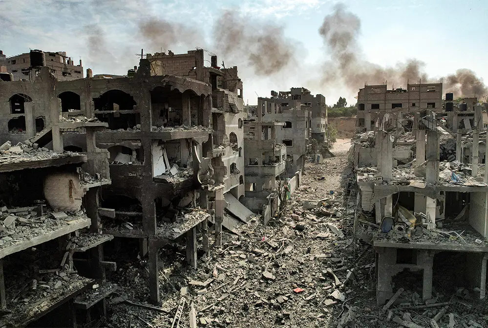 An aerial view of buildings destroyed by Israeli air strikes in the Jabalia camp for Palestinian refugees in Gaza City, photo taken on October 11, 2023