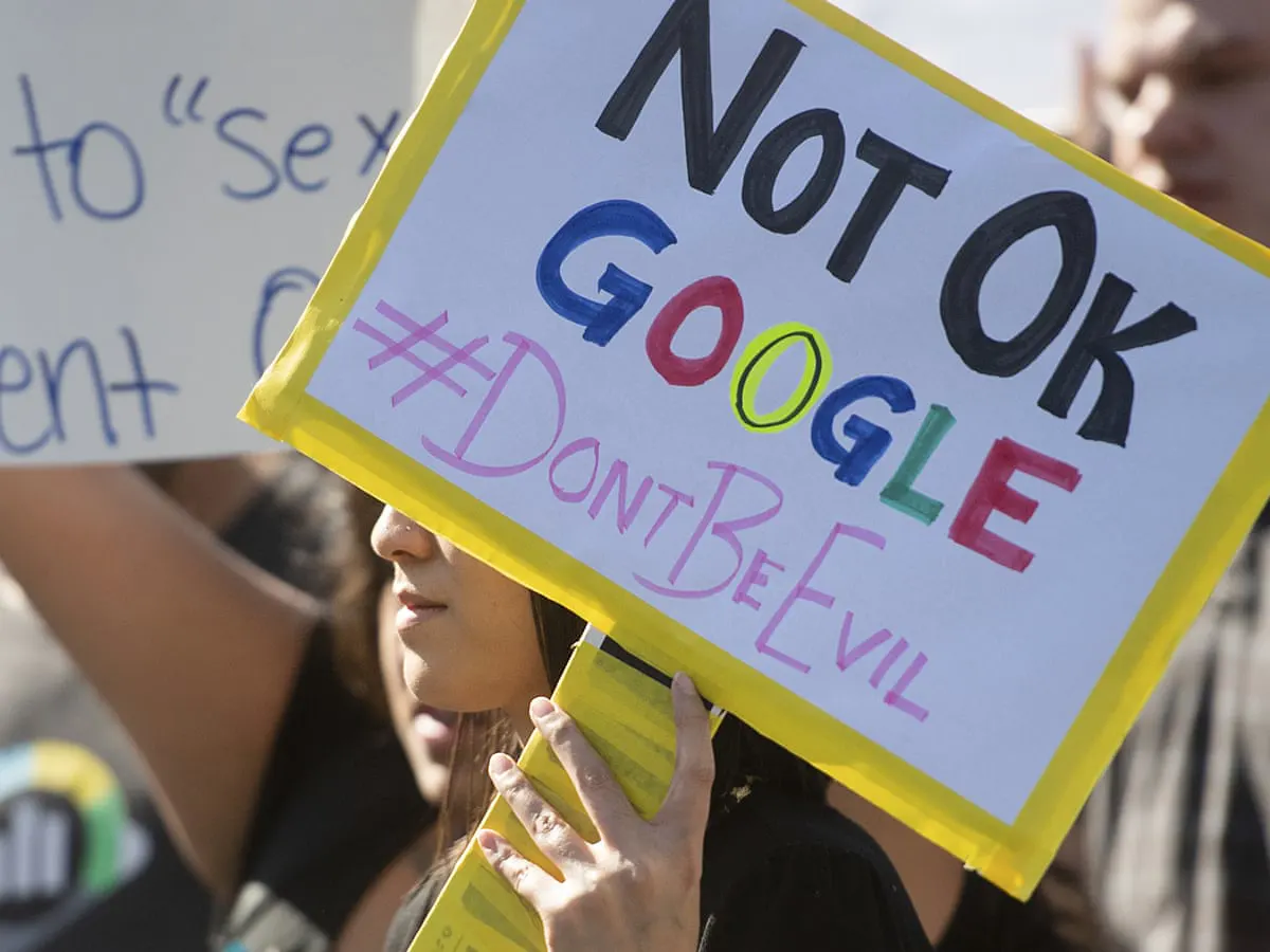 Employees protesting against Google’s handling of sexual misconduct allegations.