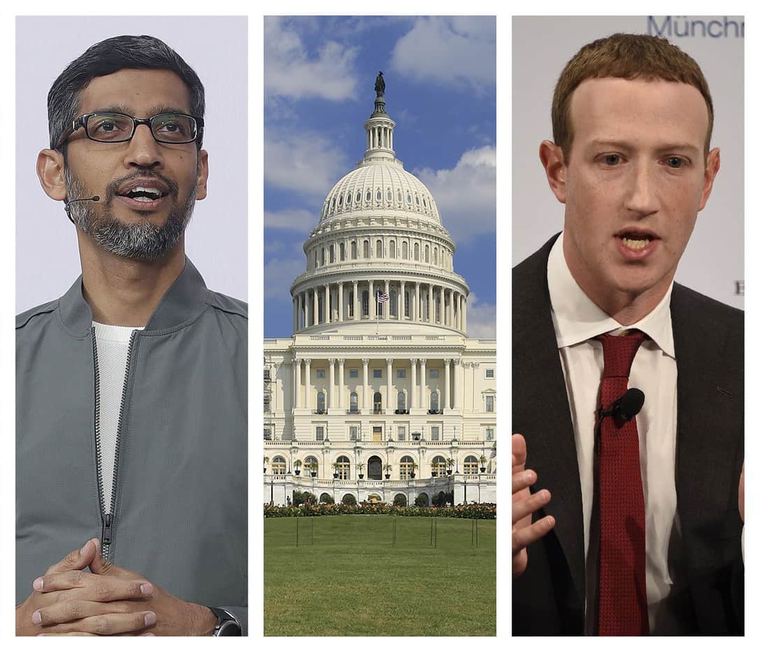 Sundar Pichai, Mark Zuckerberg, U.S. Capitol.