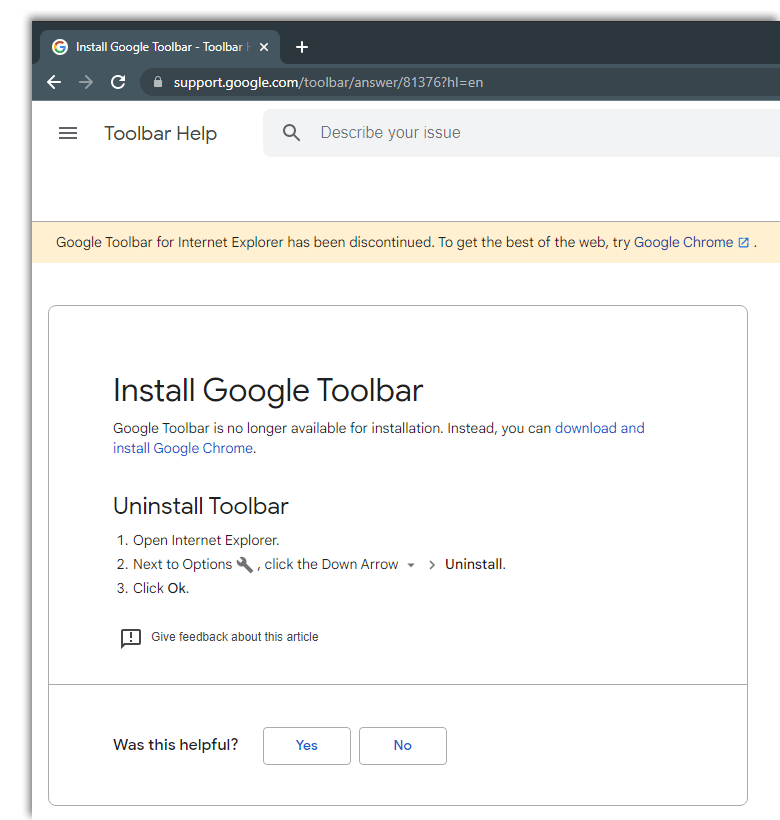 Google Toolbar killed