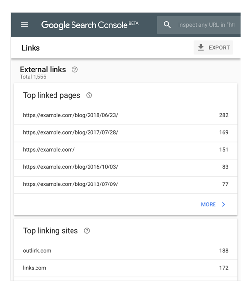 Google Search Console - Links Report