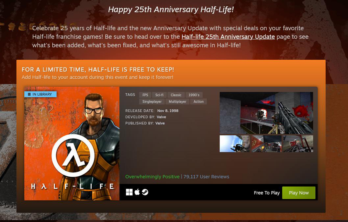 Half-Life, 25th anniversary.