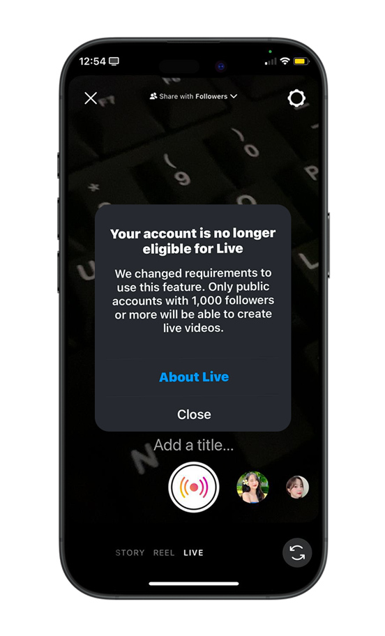 Instagram 1,000 followers for Live
