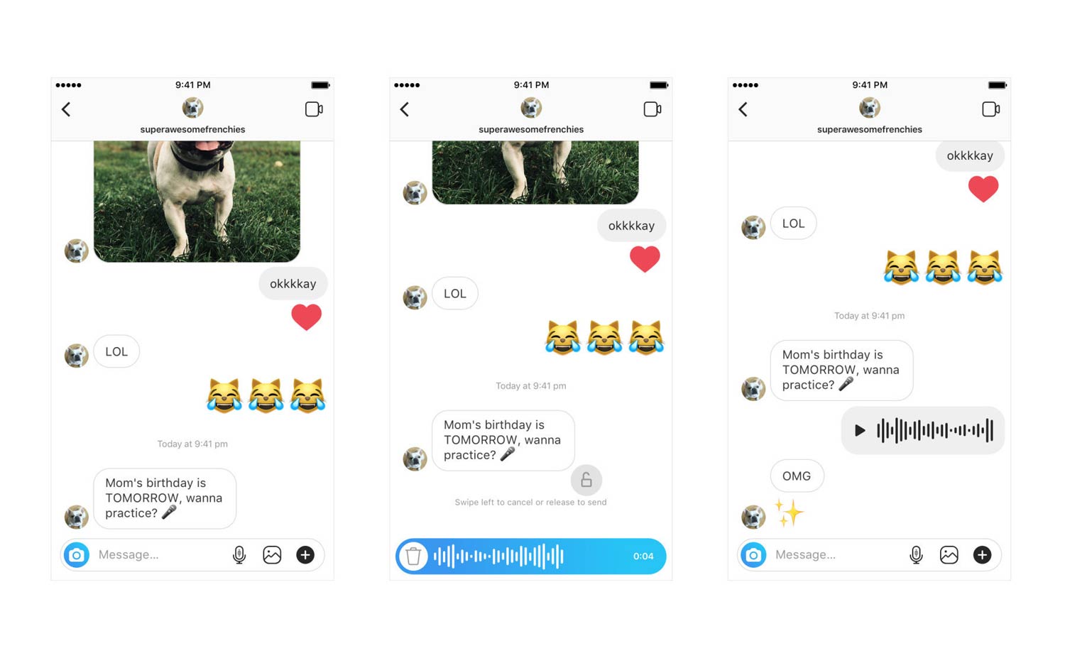 Instagram - voice messaging