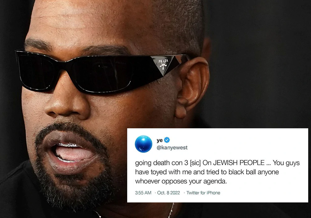 Kanye West, anti-Semitic tweet.