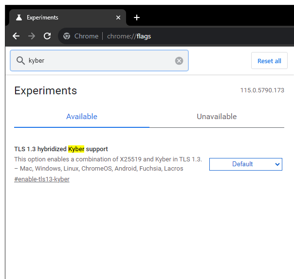 Kyber support Chrome 115