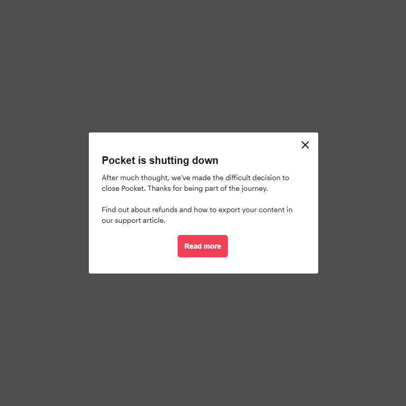 Pocket is shutting down