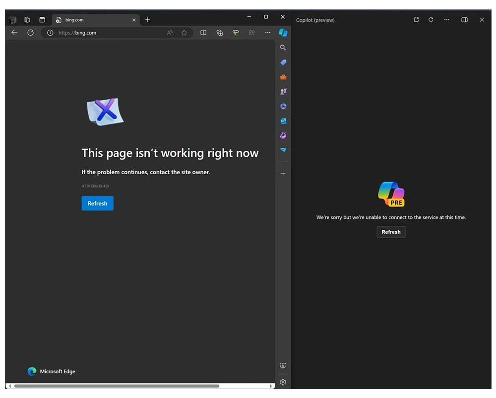 Microsoft Bing Copilot down