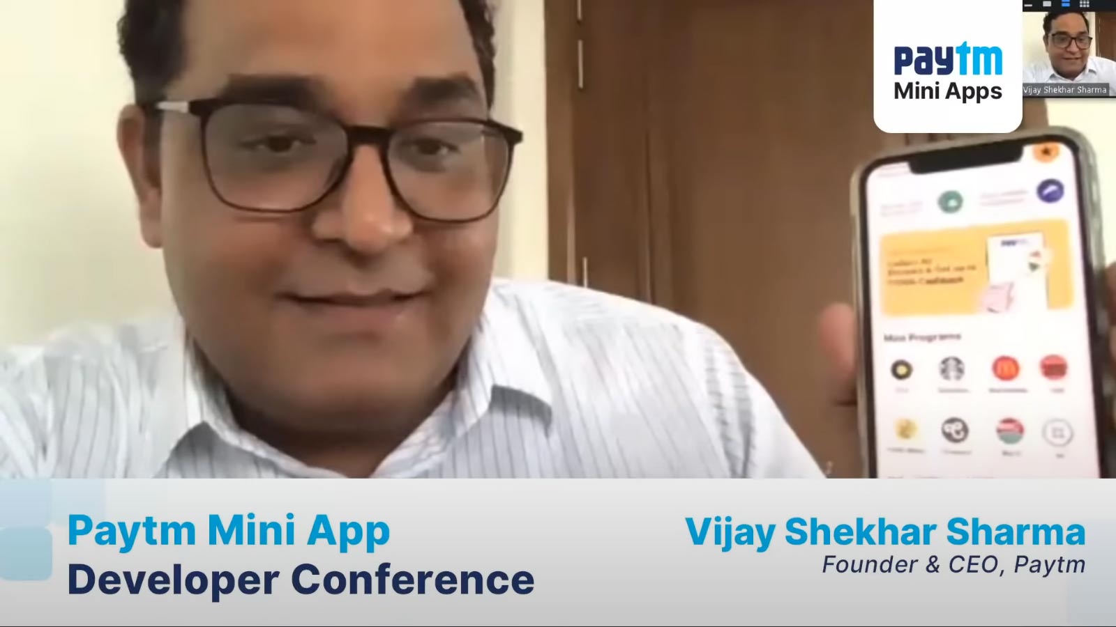 Vijay Shekhar Sharma during the online developer conference.