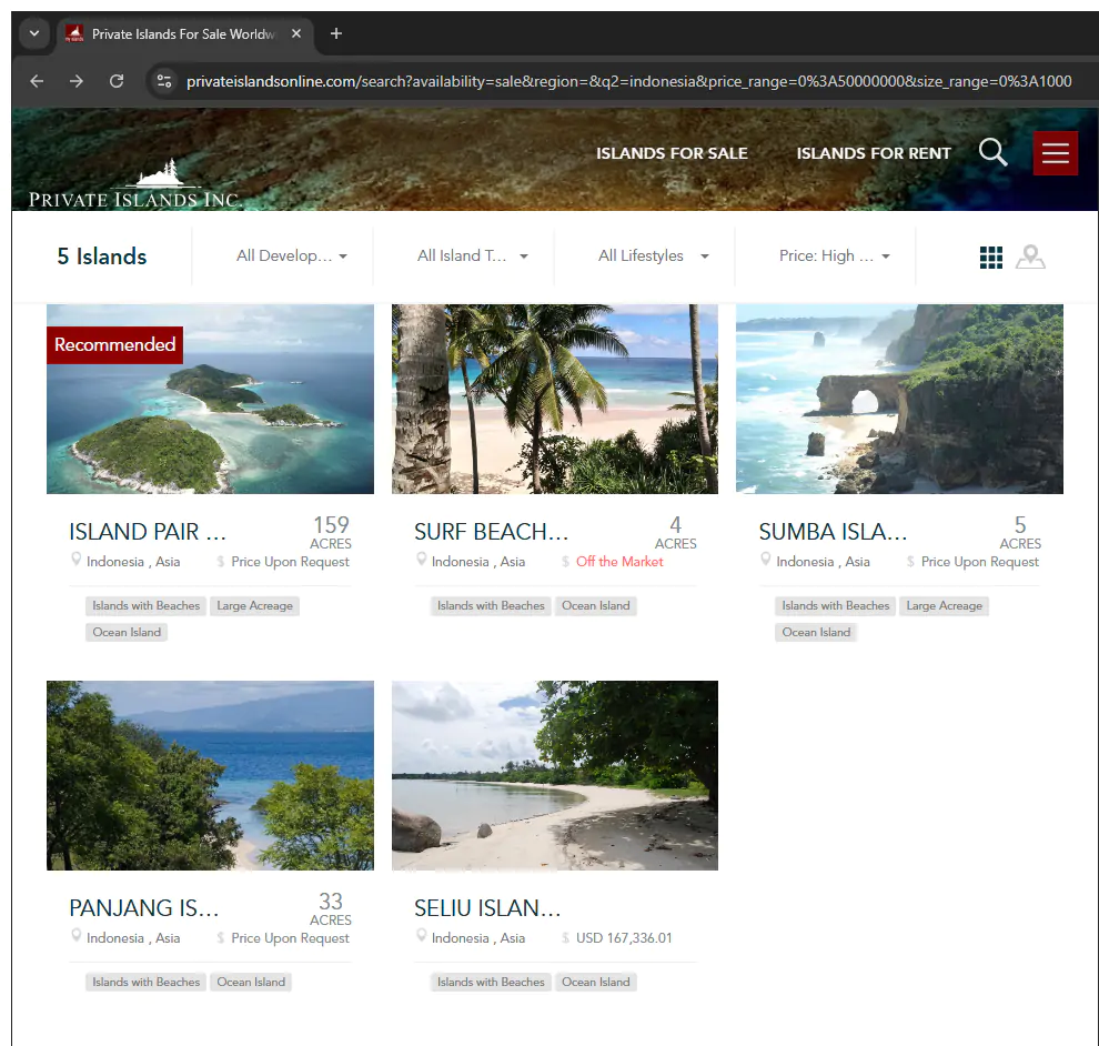 Islands in Indonesia for sale