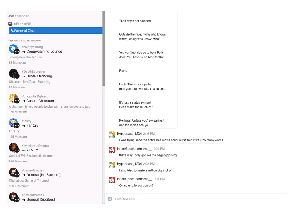 Reddit chat rooms
