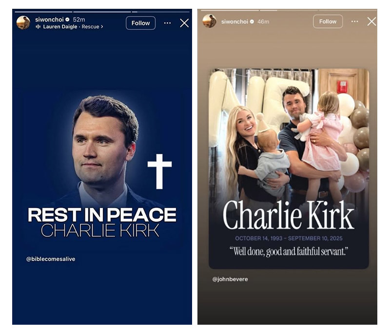 Si-won, Charlie Kirk tribute