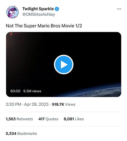Just another Twitter user who uploaded the entire The Super Mario Bros. Movie to Twitter.