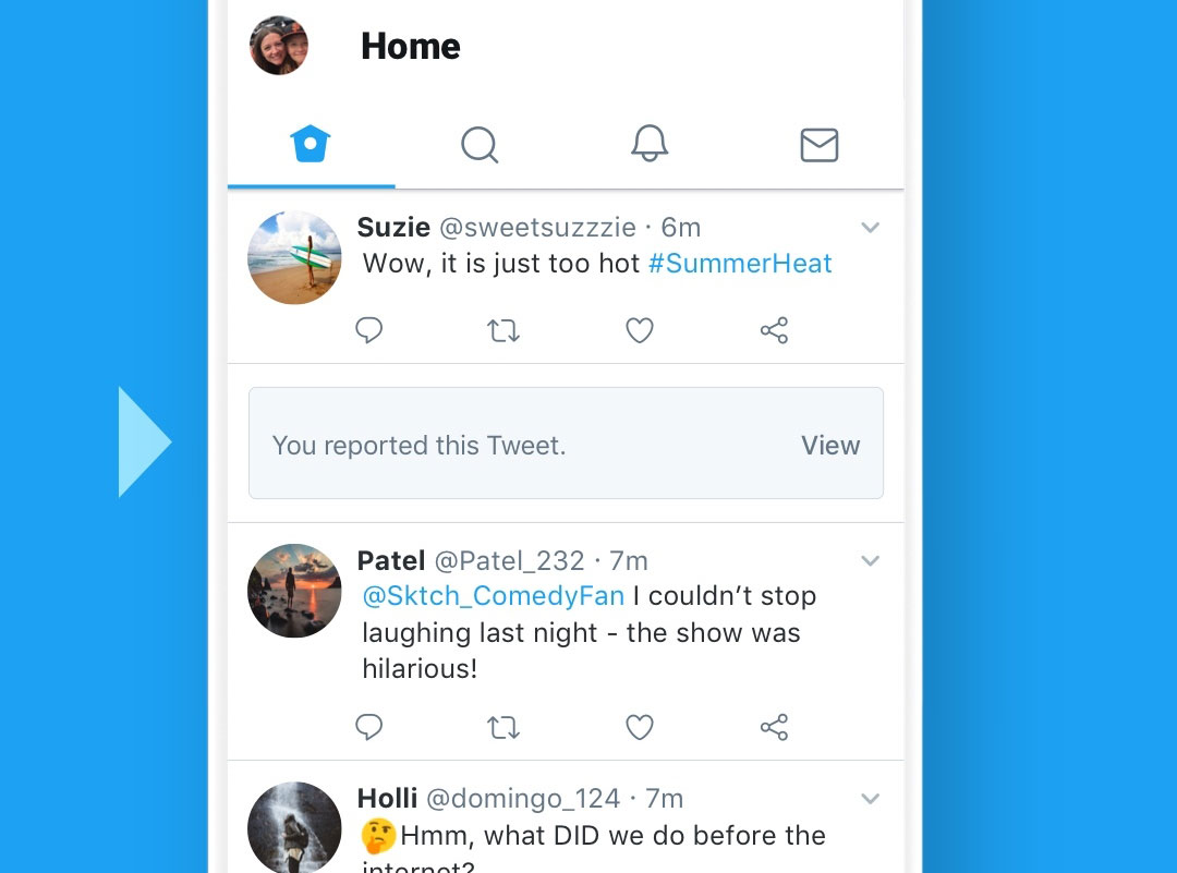Reported tweet message
