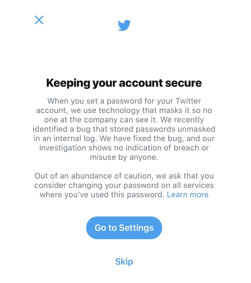 Twitter - keeping accounts secured