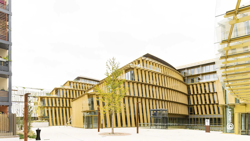Ubisoft's headquarters in a building called Floresco, situated in the Paris suburb of Saint-Mandé. Located near the Bois de Vincennes.