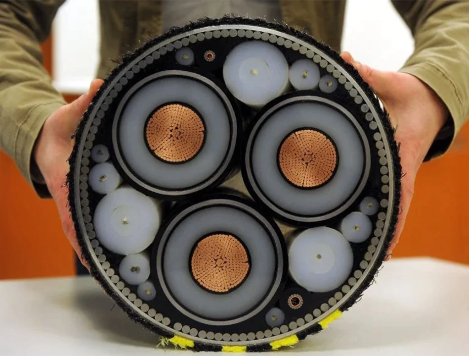 Cross section of an undersea internet cable.