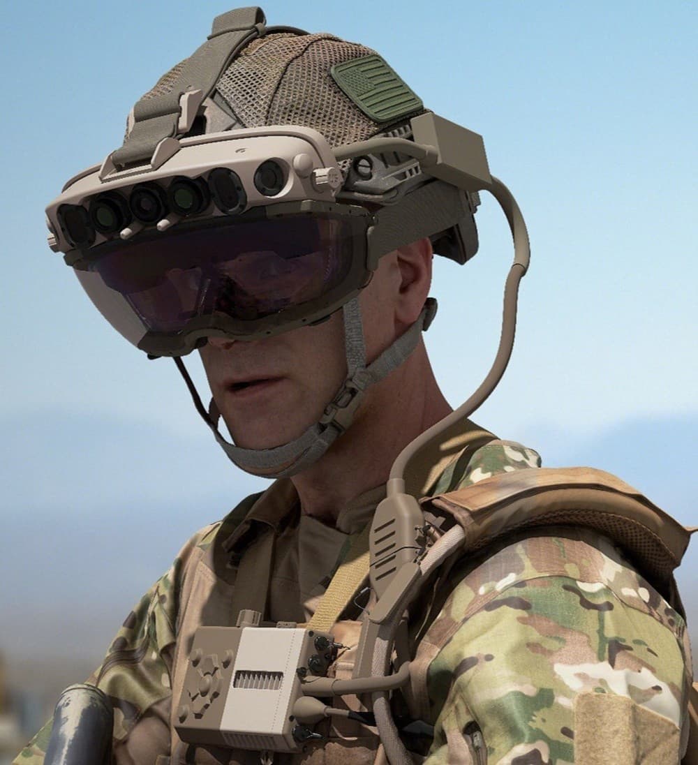The U.S. Army personnel with an IVAS headset