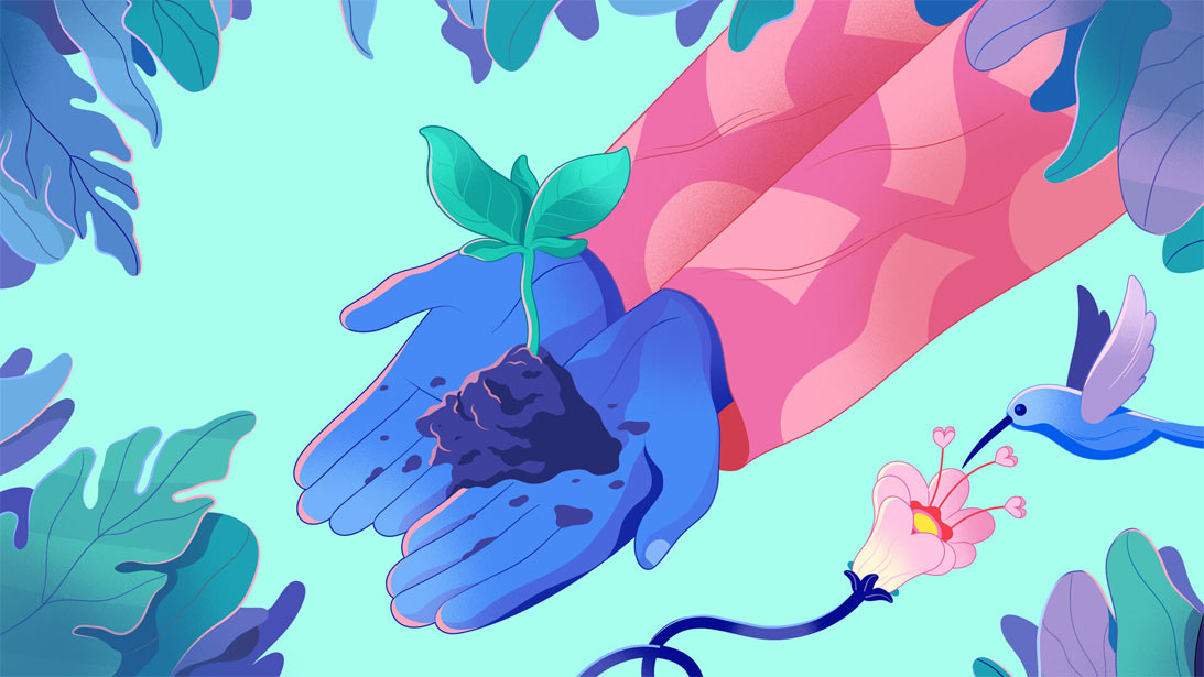 World sustainability hand scene