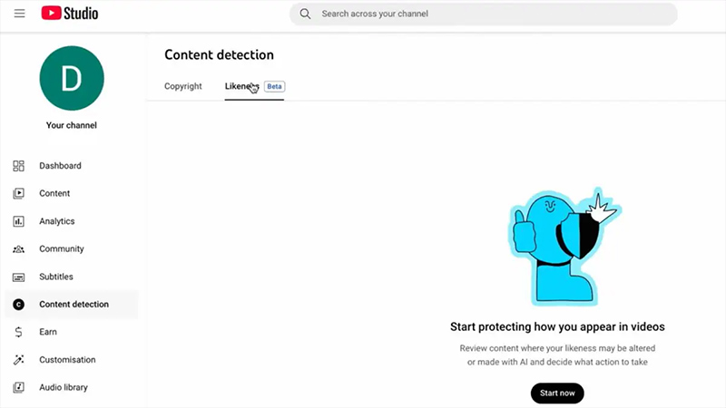 YouTube likeness detection